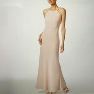 Calvin Klein Slip Dress Blush Pink Halter Style Evening Gown 8
